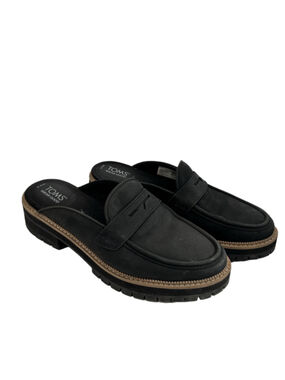 Toms Cara Mule Loafers Black Women's Trainers slip on comfort shoes sz 10